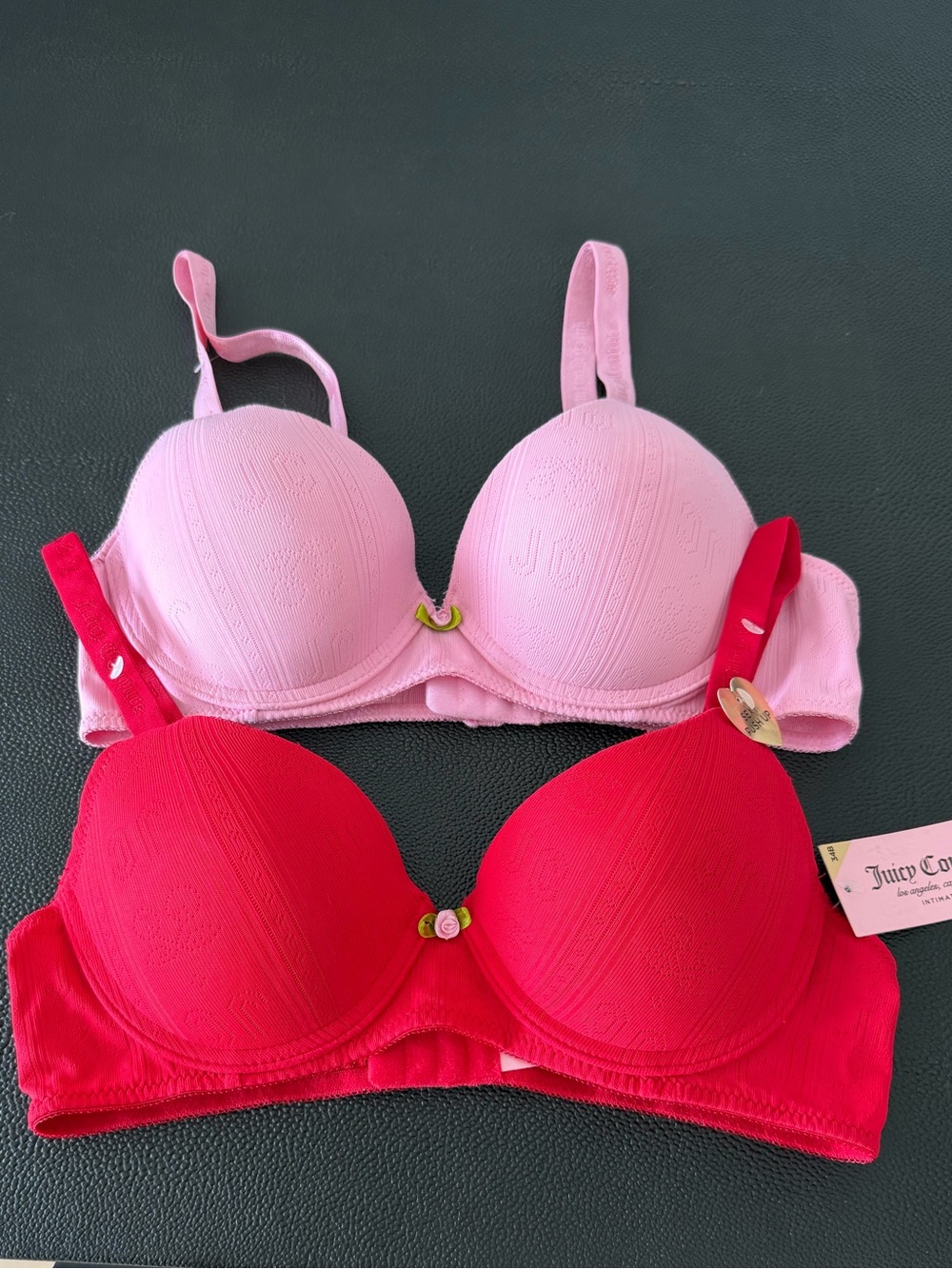 Juicy Couture Pink and Red Padded Bra Set